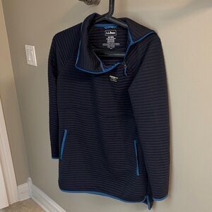 L.L. Bean Navy Ribbed Quarter-Zip Sweater with Blue Trim XS